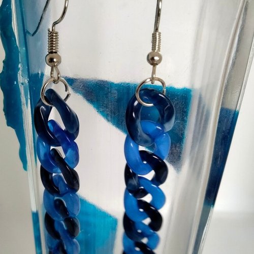 Boucles d'oreilles acrylique couleur bleue