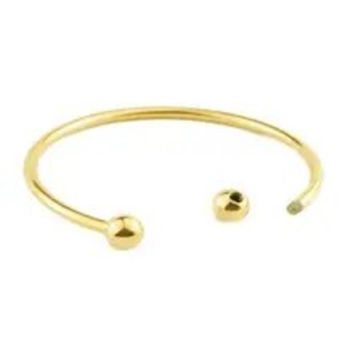 Bracelet unisexe à vis et bout de boule à manchette ouverte acier   doré