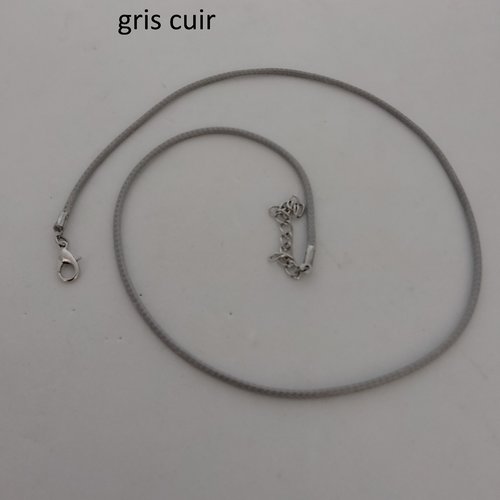 Cordons en cuir de 1mm gris ou bordeau  argent fermoir mousqueton en acier inoxydable