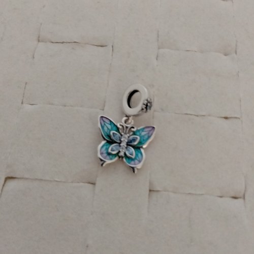 Breloques charms pendentif  papillon en argent regardé 925 et zircon