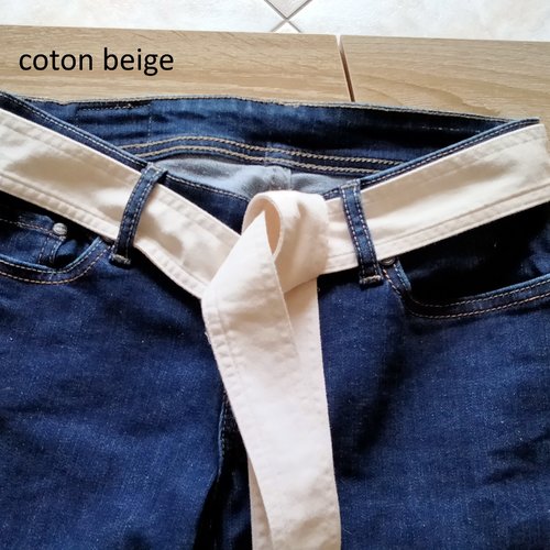 Ceinture beige en coton doublé 1m54