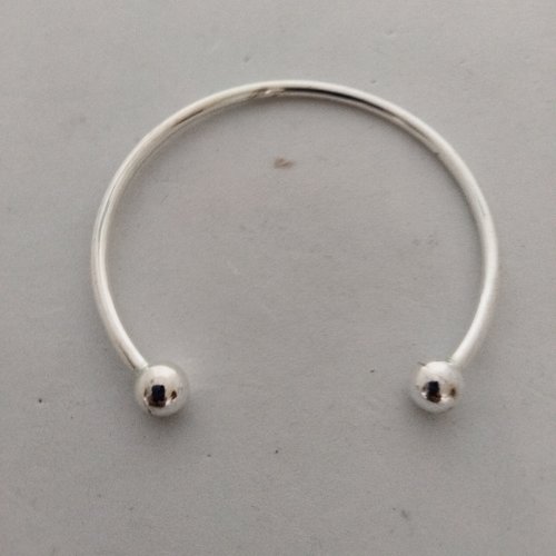 Bracelet unisexe à vis et bout de boule à manchette ouverte acier   argent
