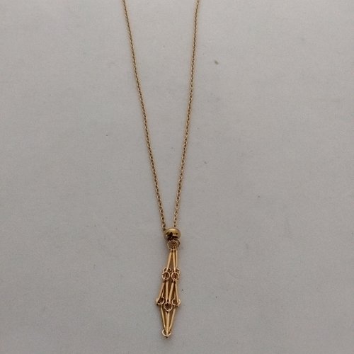 Support bélière collier chaine de 1mm cage bélière filet doré avec une perle réglable pour bloquer, pour pierre ou cristaux sur chaine