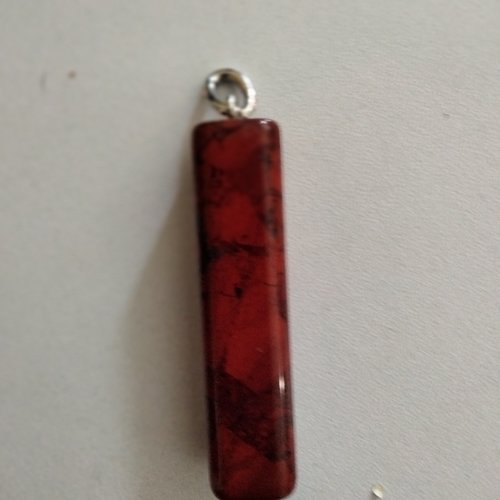 Breloque pendentif pièce prisme rectangulaire bordeau en céramique