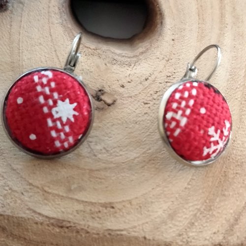 Boucles d'oreilles dormeuses acier argent noel enfant