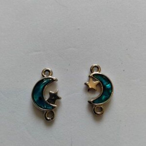 2 breloques  connecteur en nacre bleue et argent  925