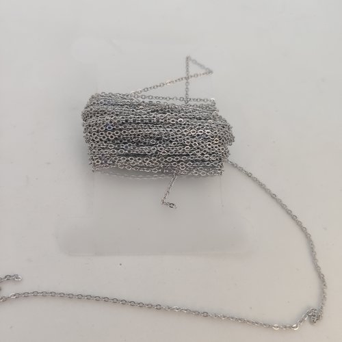 Chaine rolo 1mm en acier argenté mat au mètre