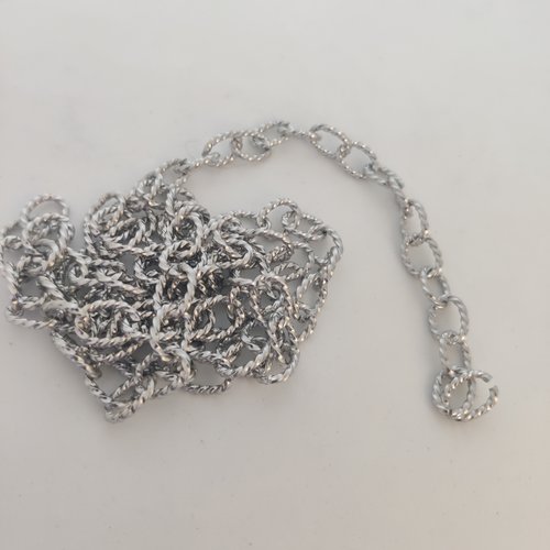 1 mètre chaine collier à maillons ouverts ovals torsadés en acier mat