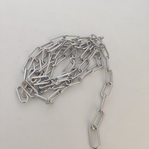 Chaine collier à maillons ouverts ovals en  plaqué argent 1 mètre
