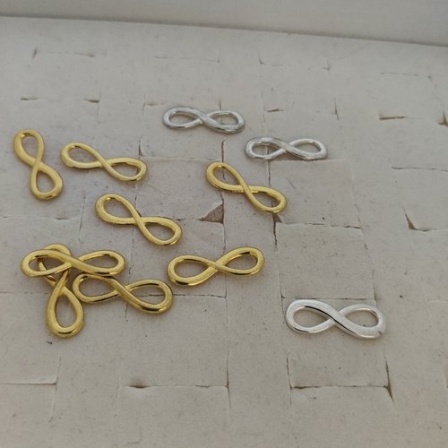 Lot de 10 breloques signe infini métal argent et doré