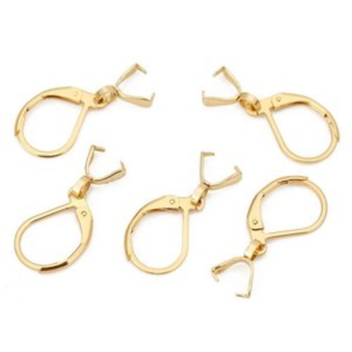 5 paires de crochets clip dormeuses boucle d'oreille avec bélière en acier inoxydable ,argent mat ou doré