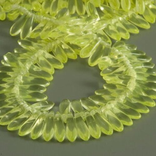 Lot de 20 perles de larmes de verre tchèque 11 x 3 mm jaune citron