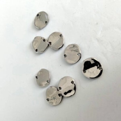 5 disques connecteurs martelés , cercle pastille laiton argent