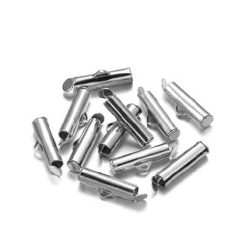 Lot de 4 pinces (griffe, embout) lacet laiton argent  + anneau  pour métier à tisser miyuki