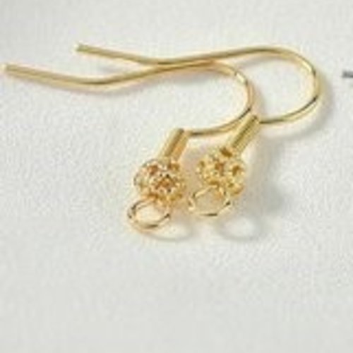 4 paires de crochets de boucle d'oreille plaqués or 14 carats ou argent 925, boule de fleurs
