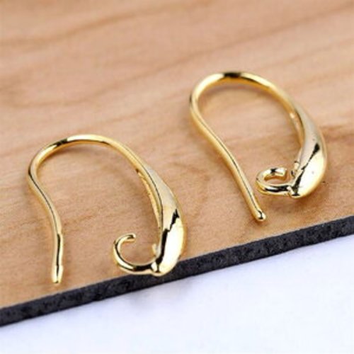 4 paires de crochets boucles d'oreilles avec une attache recourbée en plaqué or 18k ou argent 925