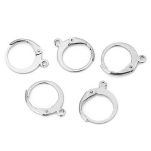 4 paires de support créoles boucles d'oreilles plate en acier argent ou or