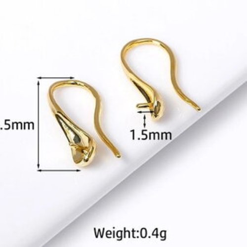 Une paire crochet de boucle d'oreille en forme de u en argent 925 ou plaqué or 24k pour perle à moitié percée,pour boucles d'oreilles