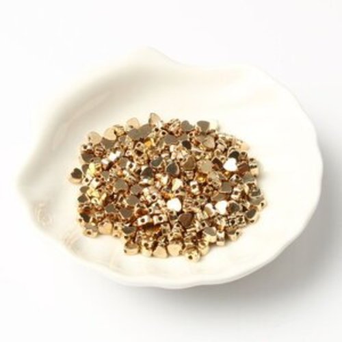 10 perles grises acrylique ou dorée en forme de cœur 8x2mm