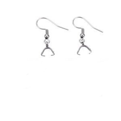 Une paire de crochets  avec bélière en acier inoxydable 316 argent   pour boucles d'oreilles