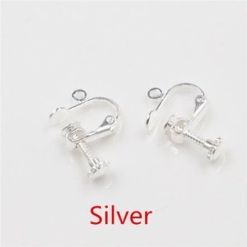 Une paire clips boucles d'oreilles non-percées en  argent ou plaqué or 14k