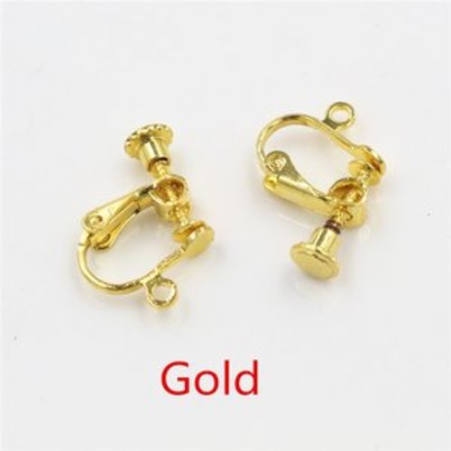 Une paire clips boucles d'oreilles non-percées en  argent ou plaqué or 14k
