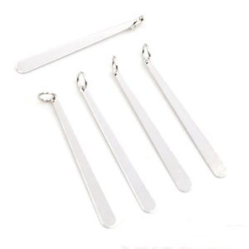 Lot de 4 pendentifs à breloques barre plate en plaqué argent 38x4mm