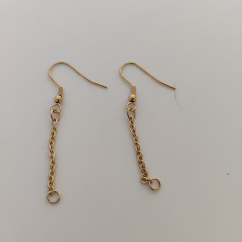 Crochets de boucles d'oreilles en acier inoxydable or ou argent sur chainette