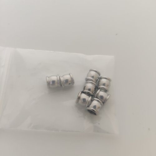 2 perles colonne en acier argent inoxydable 304.