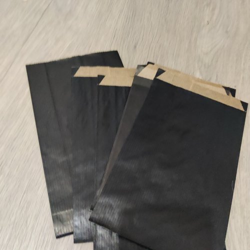 Lot de 6 pochettes cadeaux noires 20x12cm sachet kraft soufflet,