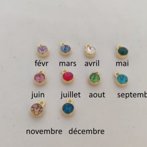 Pierre de naissance pendentif breloque connecteur en  laiton doré en cristal 10x7mm