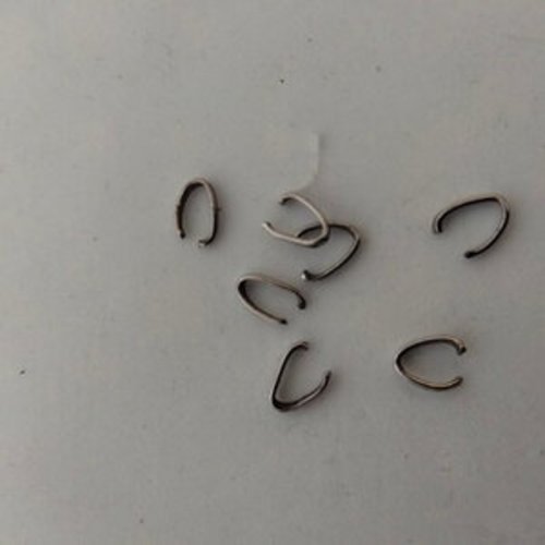 15 anneaux ovals en acier argenté 10x9mm