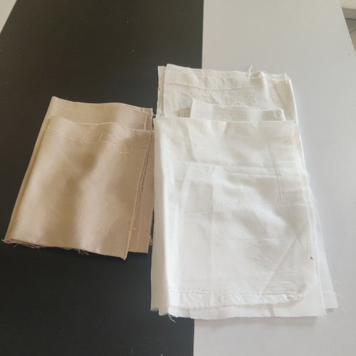 Chutes tissus coton beige et blanc