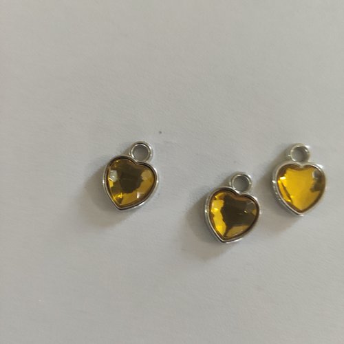 3 pendentifs breloques coeur en métal argenté