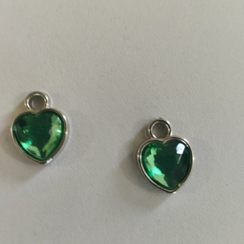 2 pendentifs breloques coeur en métal argenté