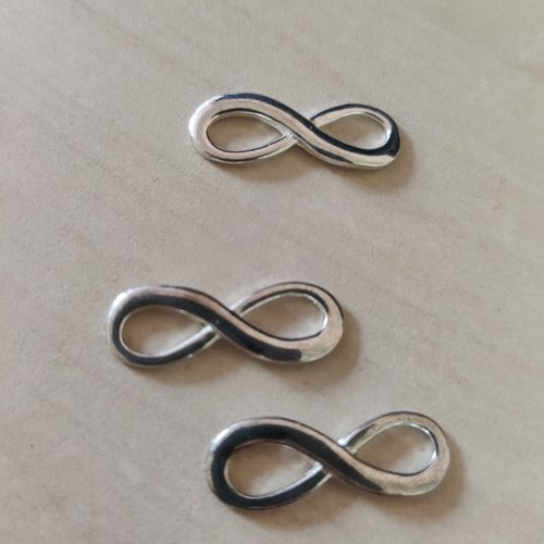 Lot de 3 breloques signe infini métal argent
