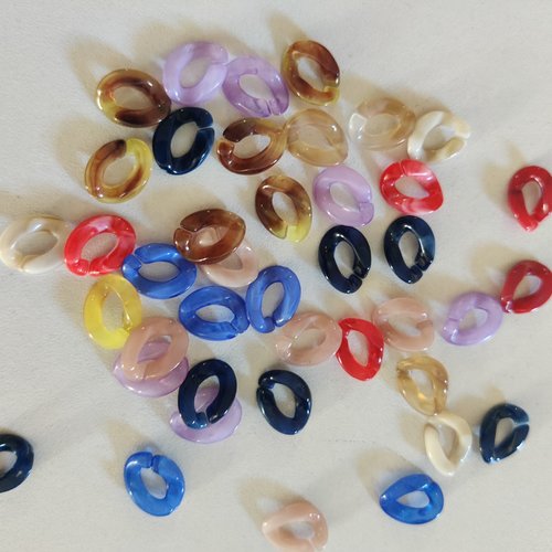 Lot de 10 perles acryliques acétate ovales de10mm