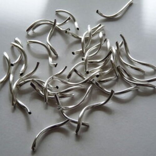 Lot de 2 perles tubes connecteur   perles longues incurvées en argent 925