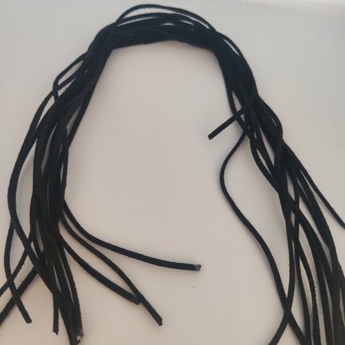 Lot de 3 cordons nubuck noir plat de 2mm