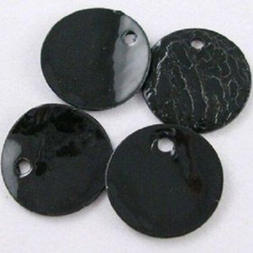 20 perles nacre noire naturelle plate- palets 15mm