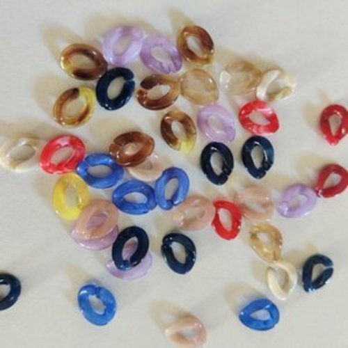 Lot de 40 perles acryliques acétate ovales de10mm