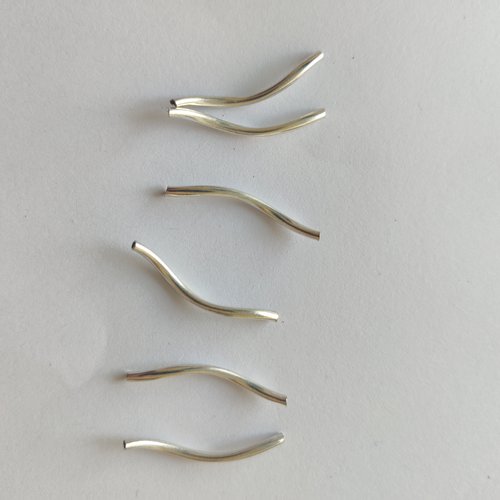 Lot de 6 perles tubes connecteur   perles longues incurvées en laiton argent