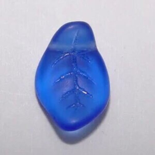 20 perles pendentifs feuille bleu perles verre tchèque, perle végétal,