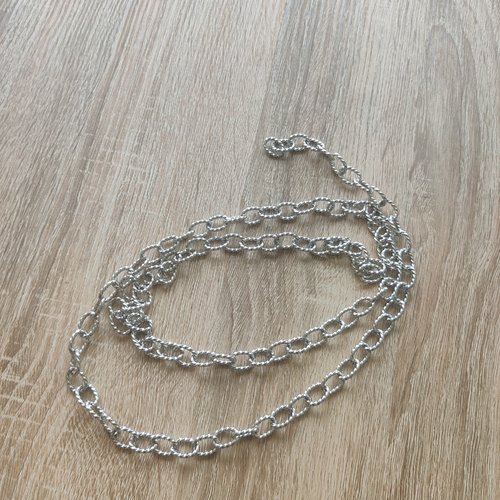 1 mètre chaine collier à maillons ouverts ovals torsadés en acier mat