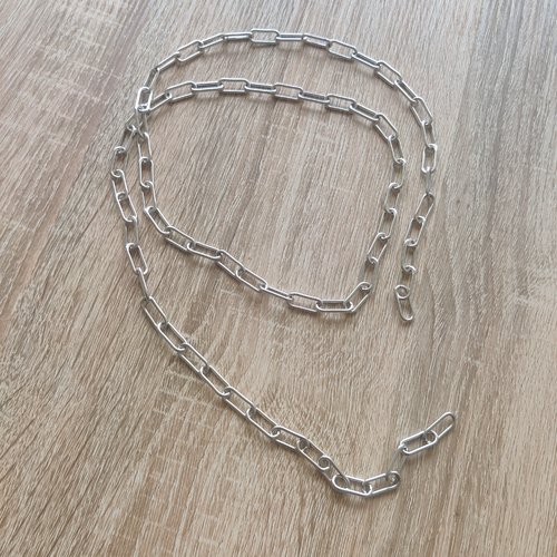 1 mètre chaine collier à maillons ouverts ovals  en acier mat