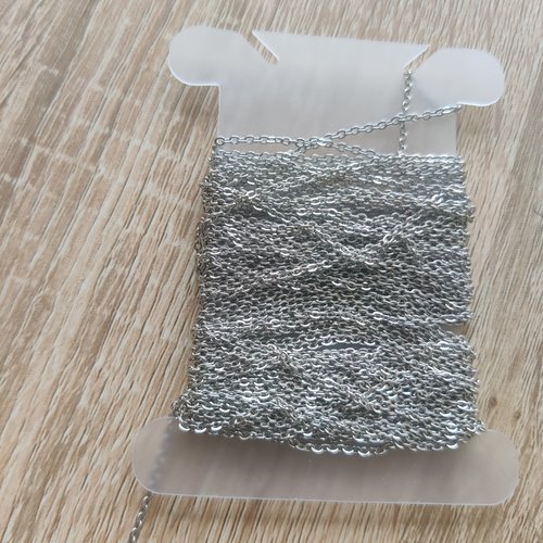 4m chaine rolo 1mm en acier argenté mat