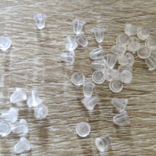 40 poussoirs embouts silicone pour boucles d'oreilles 5x3mm