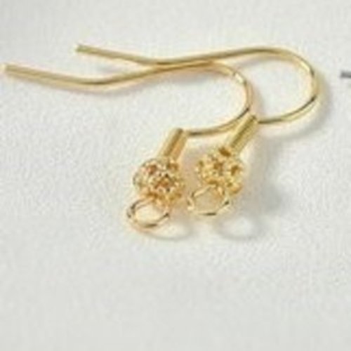 5 paires   de crochets de boucle d'oreille plaqués or 14 carats  boule de fleurs