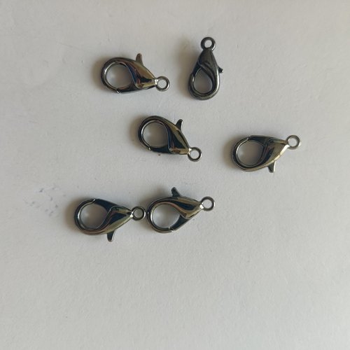 Lot de 6 grands fermoirs mousqueton en acier inoxydable noir