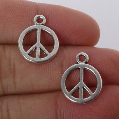 5 breloques acier argent charme  pendentif ;symbole signe de paix